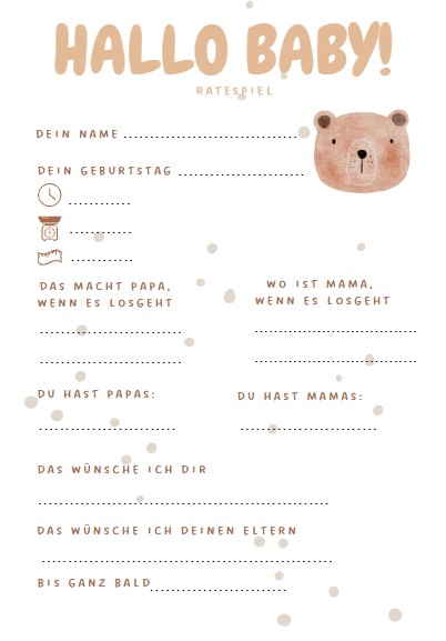 Babyshower Ratespiel Karten – Bild 2