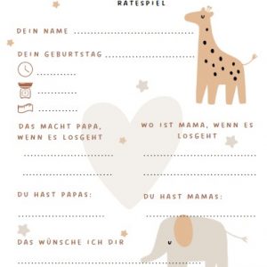 gir Babyshower Ratespiel Karten